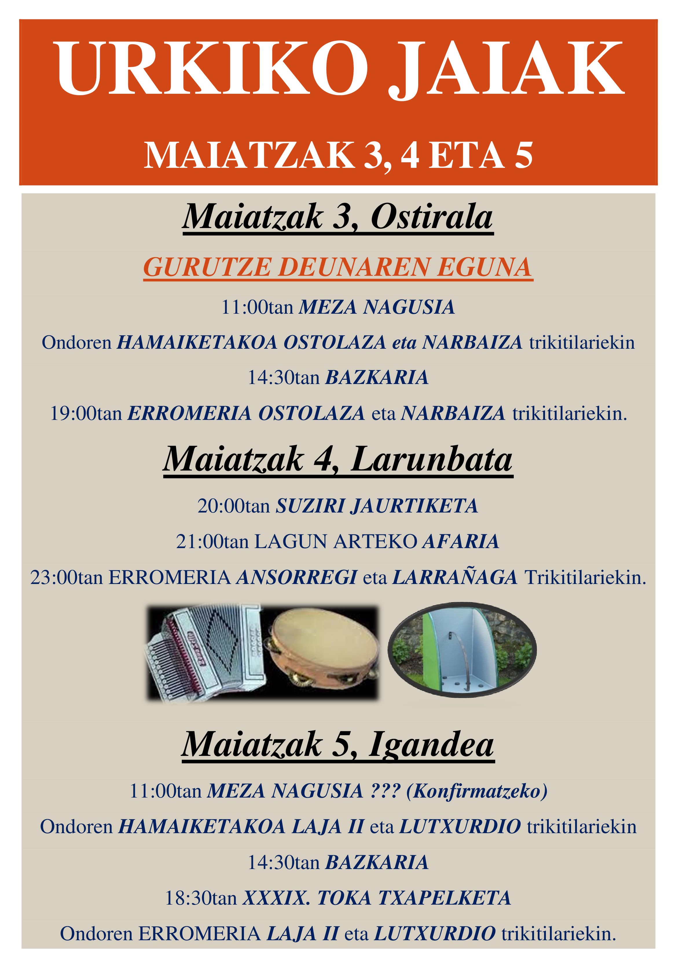 Urkiko jaietako programazioa 