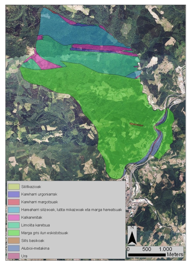 Itsasondoko mapa geologikoa Mapa