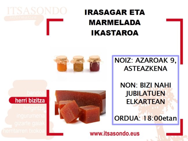 AZAROAK 9 - IRASAGAR ETA MARMELADA IKASTAROA